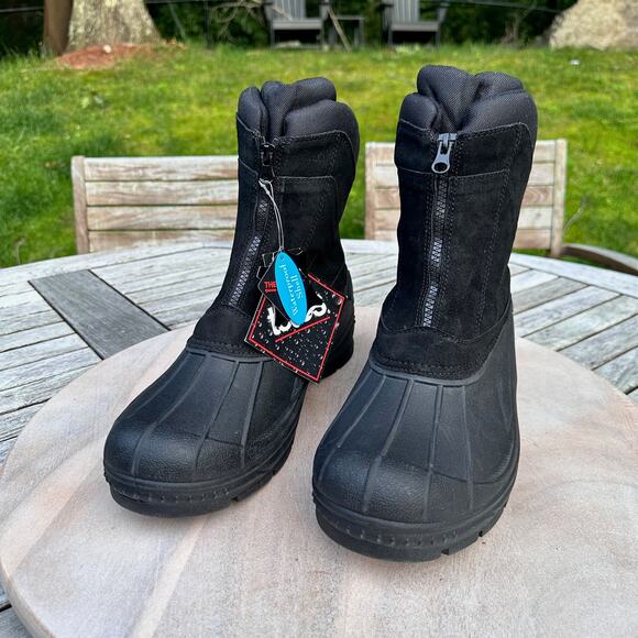 New Totes Jerome Leather Rubber Duck Toe Waterproof Boots Insulated Mens Size 9 - Picture 15 of 15